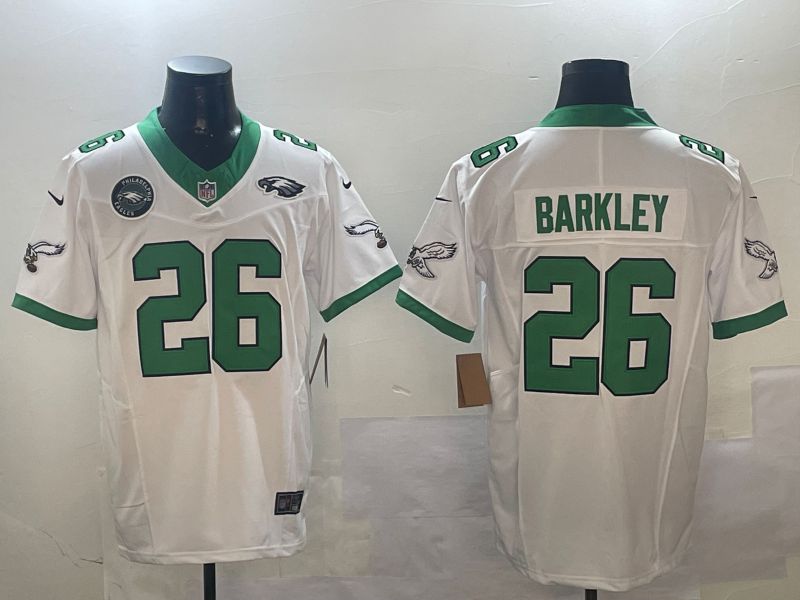 Men Philadelphia Eagles #26 Barkley White Thanksgiving three generations 2024 Nike Limited NFL Jersey style 4->philadelphia eagles->NFL Jersey